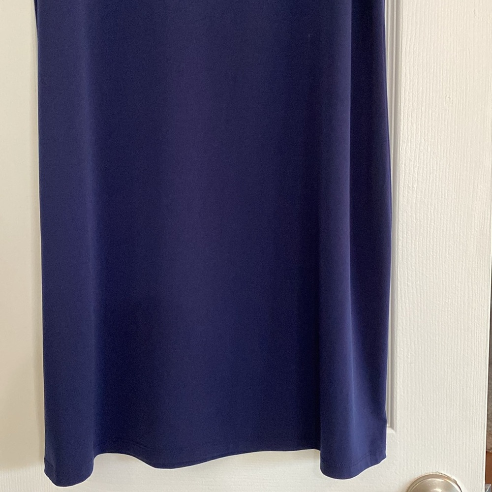 Michael Kors navy blue Shift dress with pleated sleeves. To knee.  Size L. EUC. - Picture 12 of 13